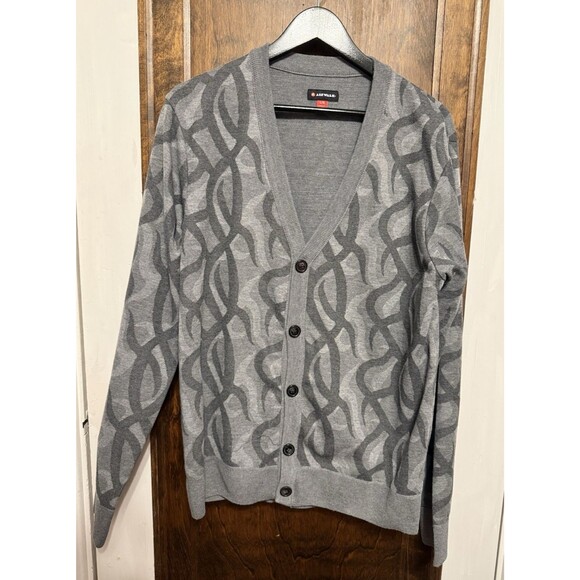 Mens LARGE Airwalk Cardigan Grandpa Sweater Gray - Picture 1 of 3